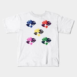 colored tropical leaves design Kids T-Shirt